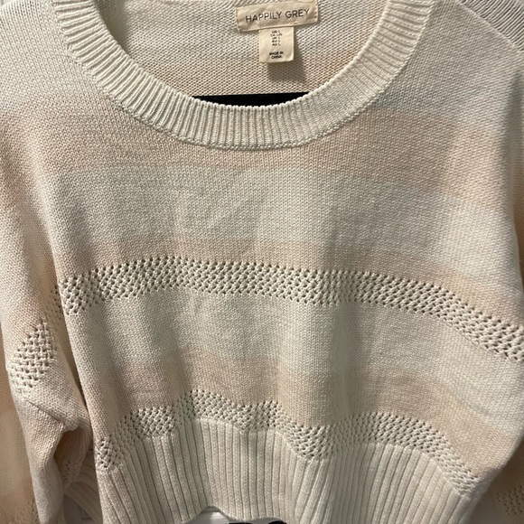 Cream Crew Neck Sweater with Ribbed Details - Picture 4 of 4